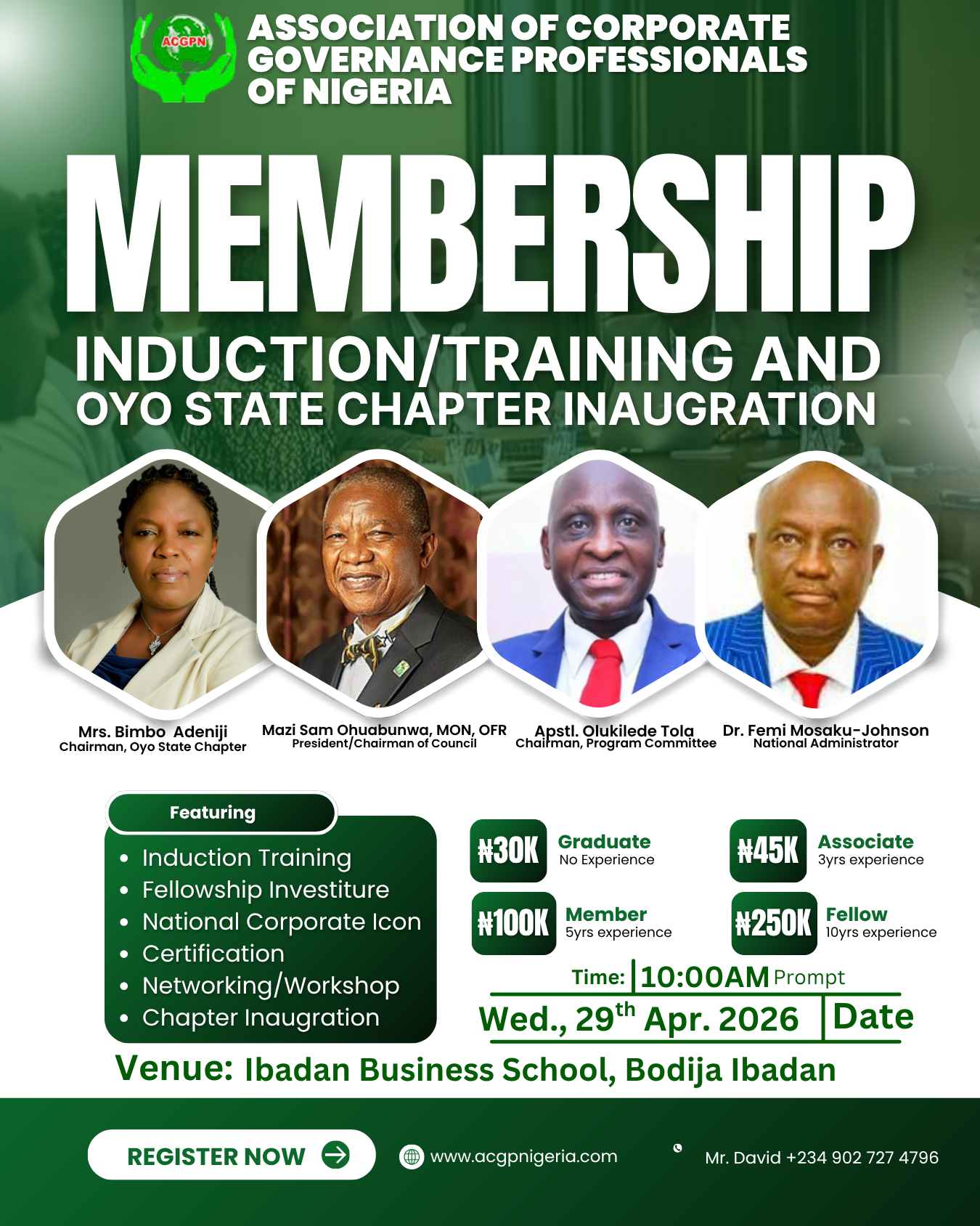 ACGP Nigeria Oyo State Chapter Member Induction Event - April 29, 2026